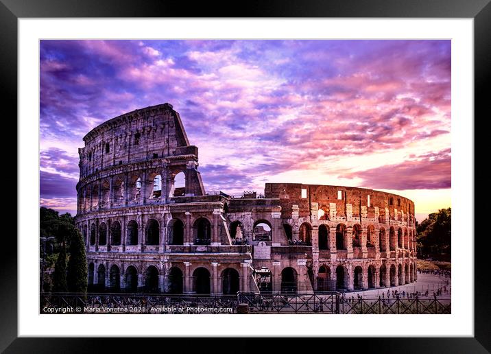 Colosseum at sunset  Framed Mounted Print by Maria Vonotna