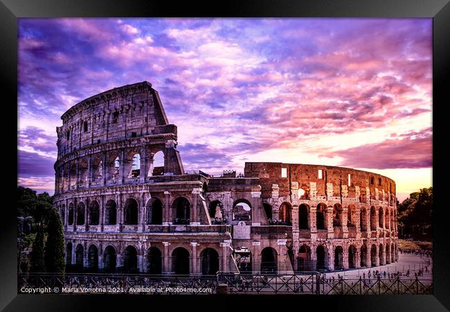Colosseum at sunset  Framed Print by Maria Vonotna