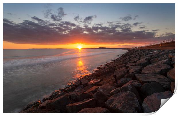 Sunset over Aberavon beach Print by Leighton Collins