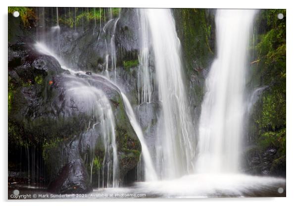 Posforth Gill Waterfall Acrylic by Mark Sunderland