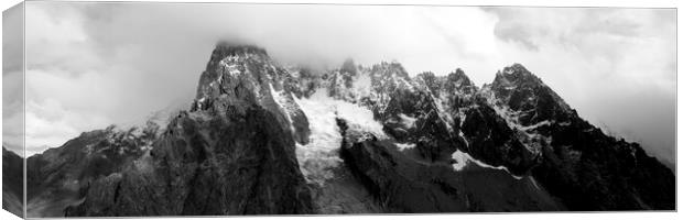 Aiguille Verte alps mountains Glacier Charmonix france black and Canvas Print by Sonny Ryse