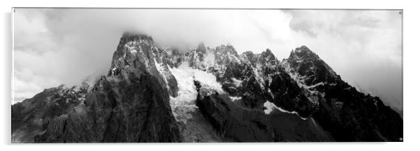 Aiguille Verte alps mountains Glacier Charmonix france black and Acrylic by Sonny Ryse