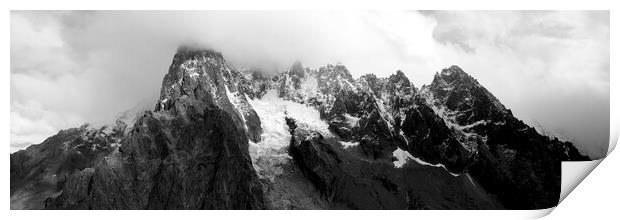 Aiguille Verte alps mountains Glacier Charmonix france black and Print by Sonny Ryse