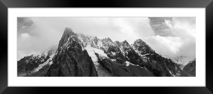 Aiguille Verte alps mountains Glacier Charmonix france Black and Framed Mounted Print by Sonny Ryse