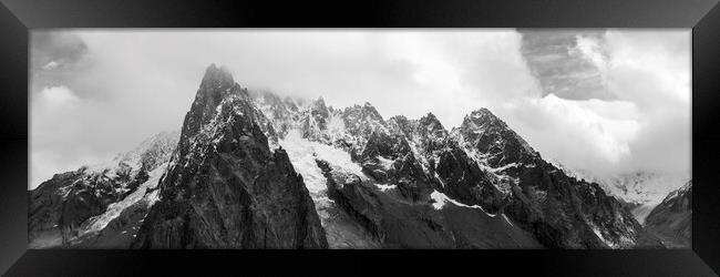 Aiguille Verte alps mountains Glacier Charmonix france Black and Framed Print by Sonny Ryse