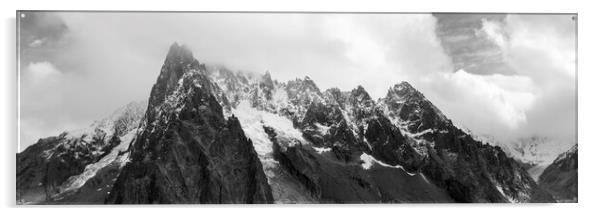 Aiguille Verte alps mountains Glacier Charmonix france Black and Acrylic by Sonny Ryse