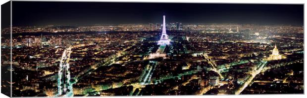 Paris Skyline and the Eiffel Tower at night Canvas Print by Sonny Ryse