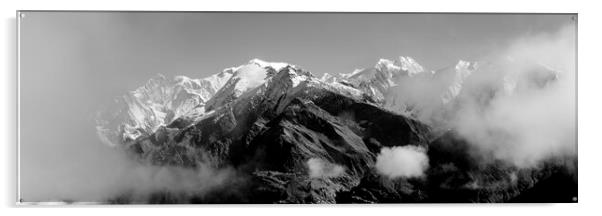 Mont Blanc Black and white france Acrylic by Sonny Ryse