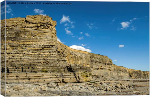Limestone Cliffs Monknash Beach Glamorgan Coast Wa Canvas Print by Nick Jenkins