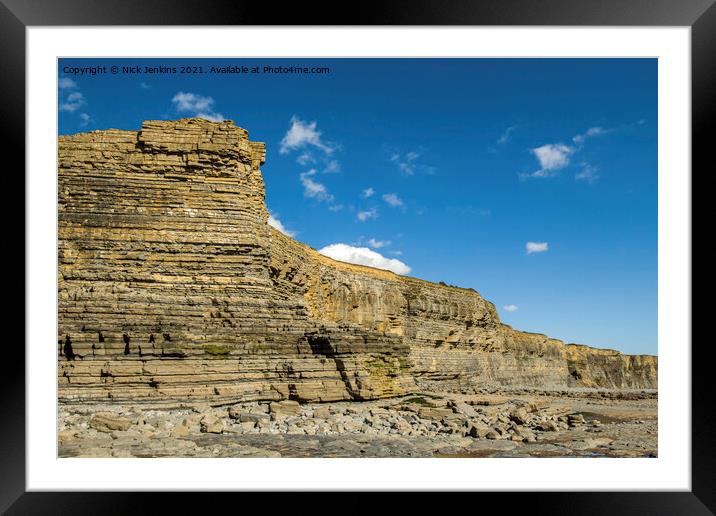 Limestone Cliffs Monknash Beach Glamorgan Coast Wa Framed Mounted Print by Nick Jenkins