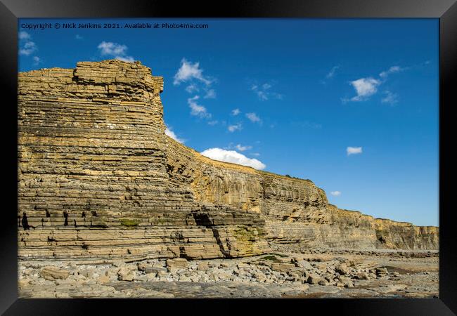 Limestone Cliffs Monknash Beach Glamorgan Coast Wa Framed Print by Nick Jenkins