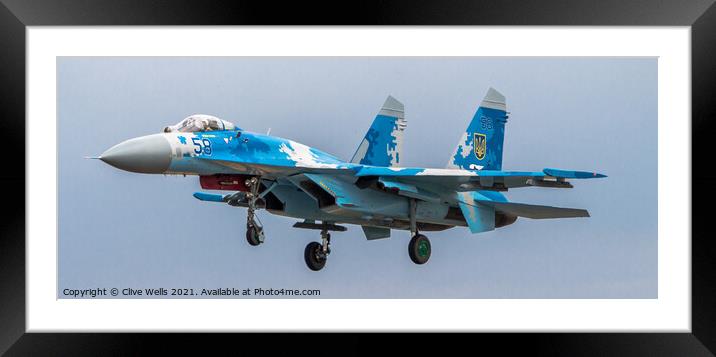 Ukrainian Air Force Su-27 Flanker Framed Mounted Print by Clive Wells