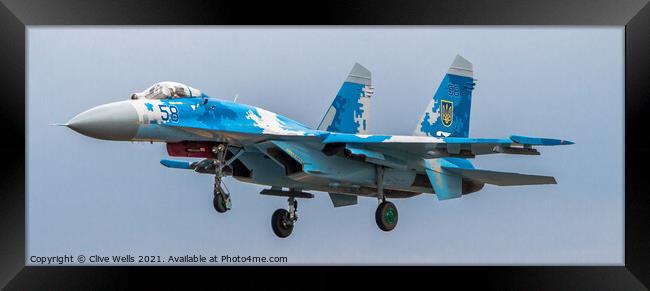 Ukrainian Air Force Su-27 Flanker Framed Print by Clive Wells