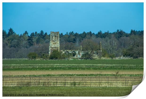 Abandonded church. Print by Clive Wells