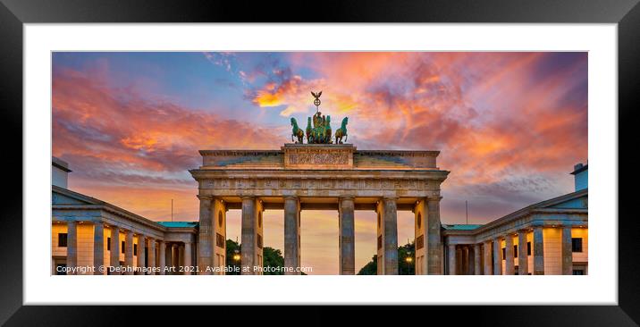 Berlin Germany. Brandenburg gate at sunset Framed Mounted Print by Delphimages Art