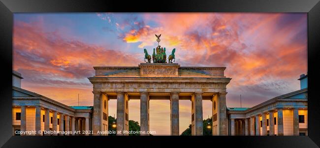 Berlin Germany. Brandenburg gate at sunset Framed Print by Delphimages Art
