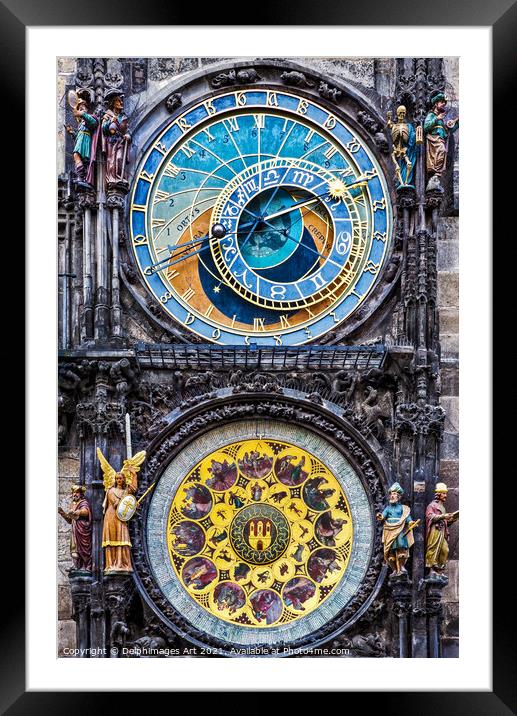 Prague medieval astronomical clock (Prague orloj) Framed Mounted Print by Delphimages Art