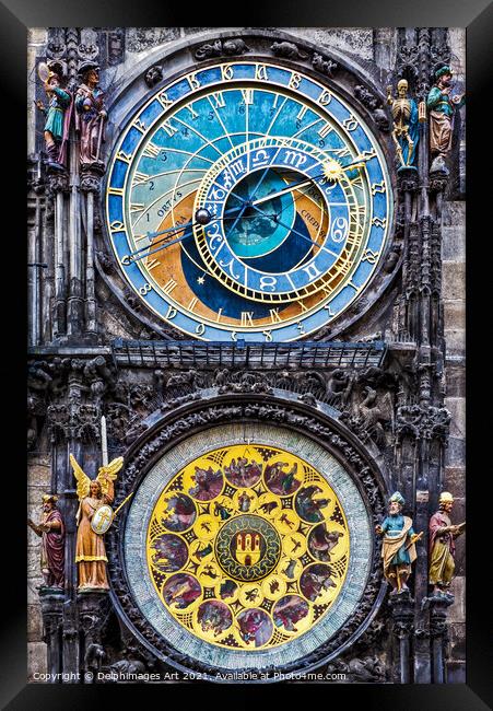 Prague medieval astronomical clock (Prague orloj) Framed Print by Delphimages Art