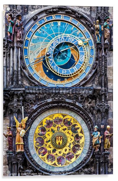 Prague medieval astronomical clock (Prague orloj) Acrylic by Delphimages Art