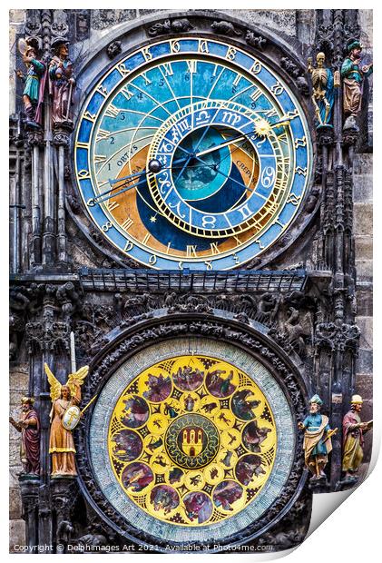 Prague medieval astronomical clock (Prague orloj) Print by Delphimages Art