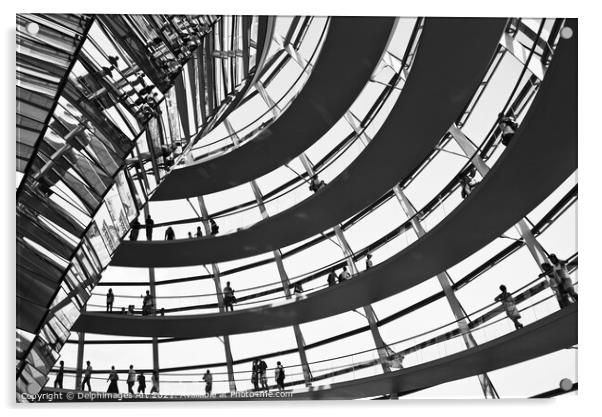 Reichstag Dome in black and white, Berlin Germany Acrylic by Delphimages Art