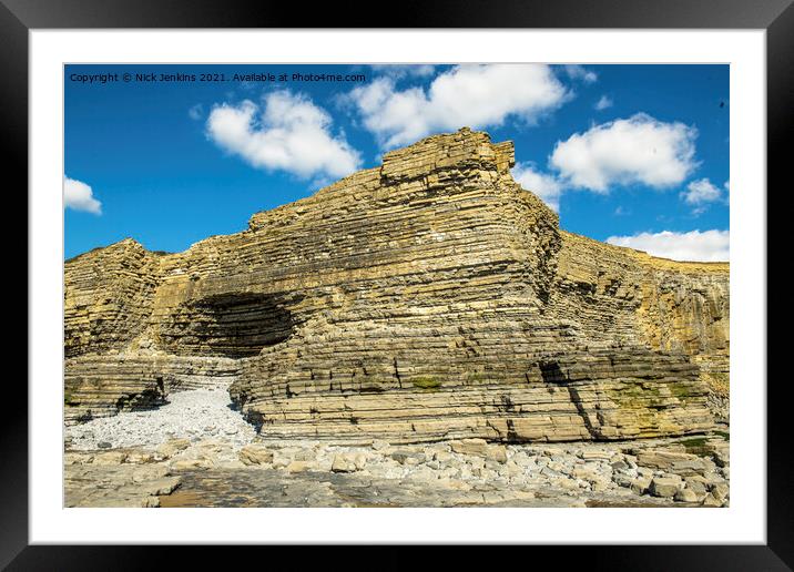 Monknash Beach Cliffs and 'the cave' Glamorgan Coast  Framed Mounted Print by Nick Jenkins