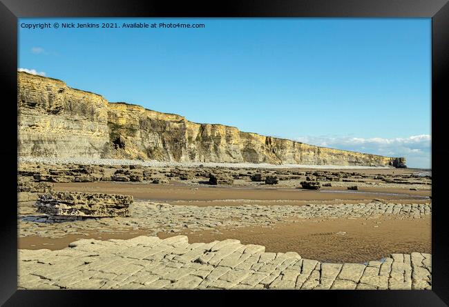Cliffs and Sand between Monknash and Nash Point Be Framed Print by Nick Jenkins