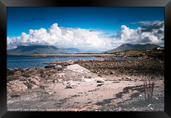 Connemara landscape with impending bad weather Framed Print by johnseanphotography 