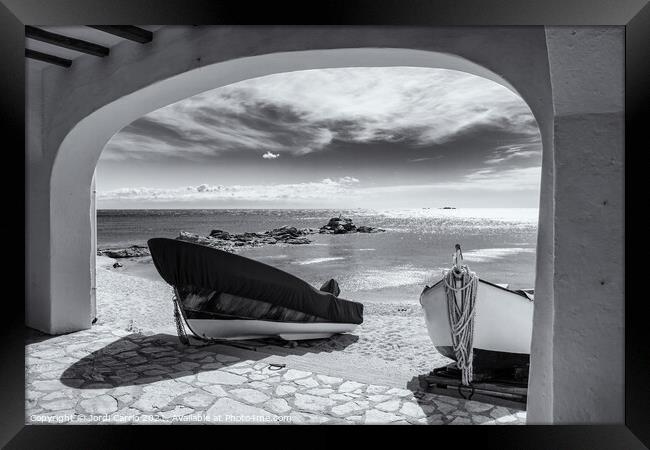 Window to the Sea - CR2103-4850-BW Framed Print by Jordi Carrio