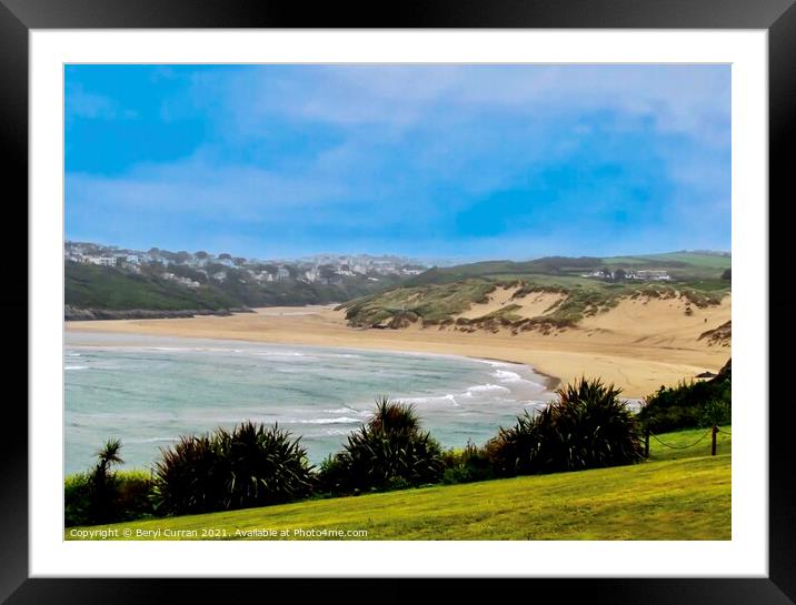 Glowing Sands of Crantock Beach Framed Mounted Print by Beryl Curran