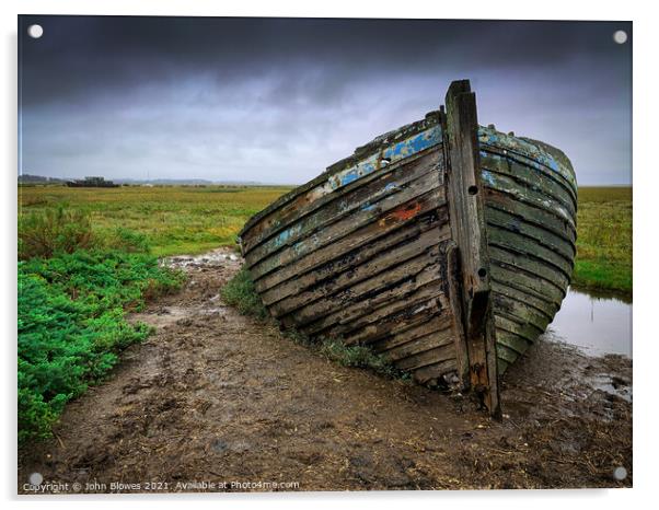 Abandoned boat in Blakeney Marshes, Norfolk Acrylic by johnseanphotography 