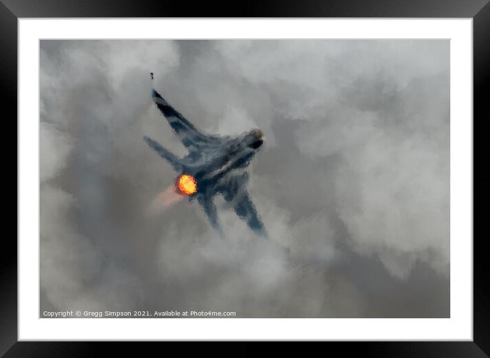F16 Fighting Falcon afterburner Framed Mounted Print by Gregg Simpson