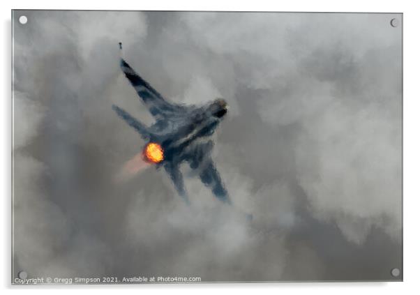 F16 Fighting Falcon afterburner Acrylic by Gregg Simpson