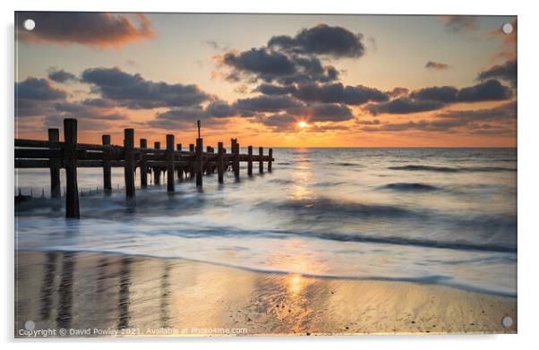 Gorleston-on-Sea Norfolk Beach Sunrise  Acrylic by David Powley