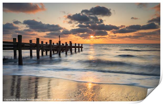 Gorleston-on-Sea Norfolk Beach Sunrise  Print by David Powley