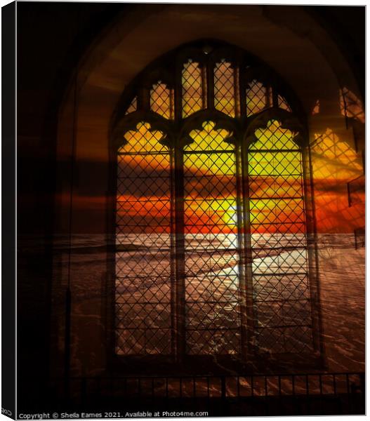 Sunset through the Church Window Canvas Print by Sheila Eames