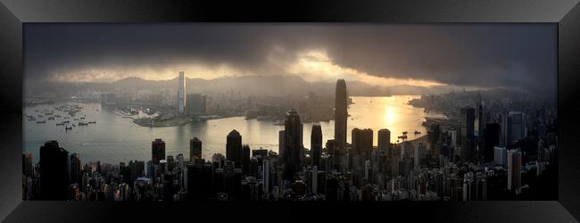 Hong Kong Skyline at sunrise from the peak Framed Print by Sonny Ryse