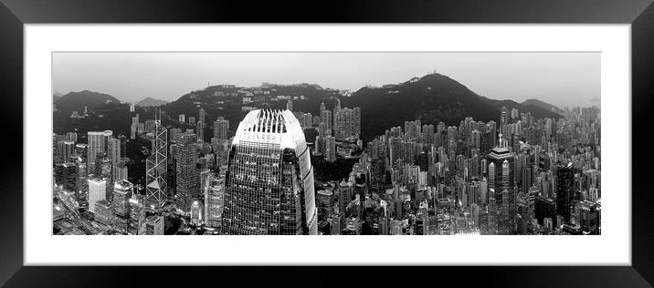 Hong Kong Island at night panorama Framed Mounted Print by Sonny Ryse