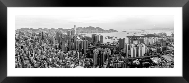 Hong Kong Kowloon Black and white Framed Mounted Print by Sonny Ryse