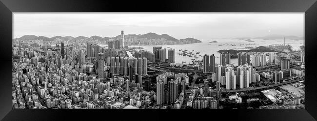 Hong Kong Kowloon Black and white Framed Print by Sonny Ryse