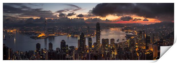 Hong Kong at sunrise from the peak Print by Sonny Ryse