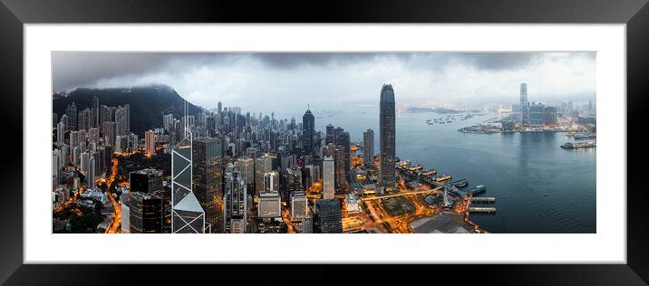 Hong Kong moody panorama Framed Mounted Print by Sonny Ryse