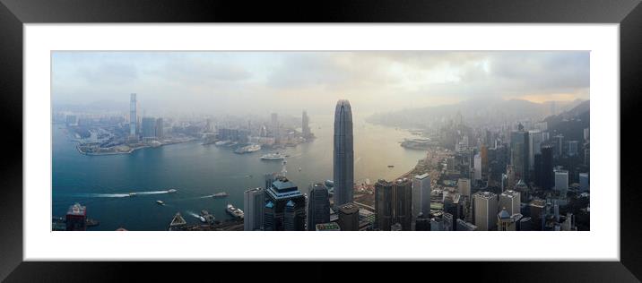 Hong Kong misty skyline Framed Mounted Print by Sonny Ryse
