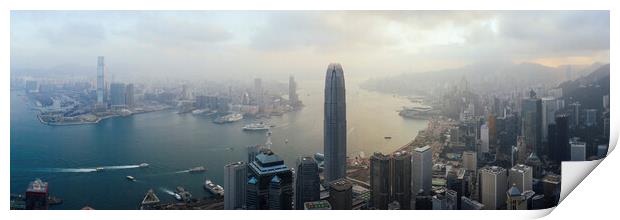 Hong Kong misty skyline Print by Sonny Ryse