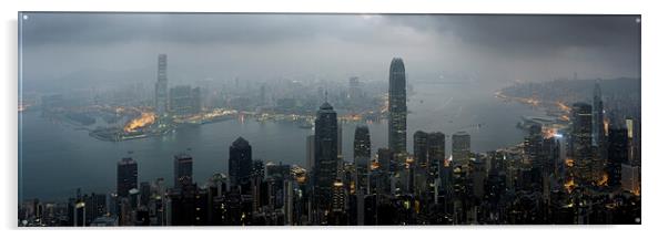 Hong Kong Skyline at night Acrylic by Sonny Ryse