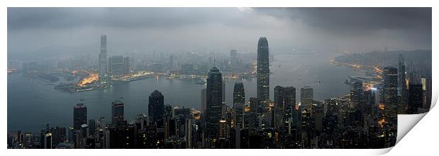 Hong Kong Skyline at night Print by Sonny Ryse