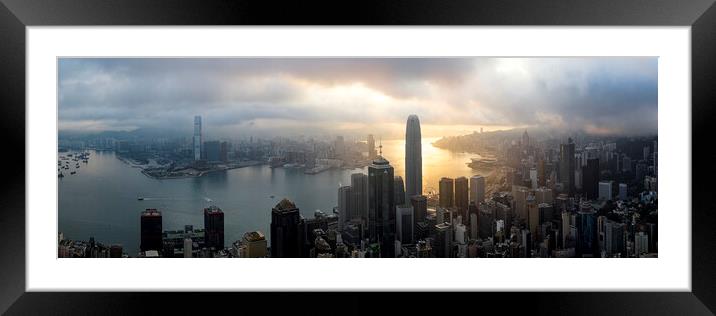 Hong Kong Skyline at sunrise Framed Mounted Print by Sonny Ryse