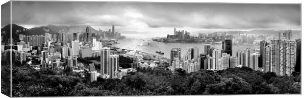 Hong Kong Skyline from north point black and white Canvas Print by Sonny Ryse