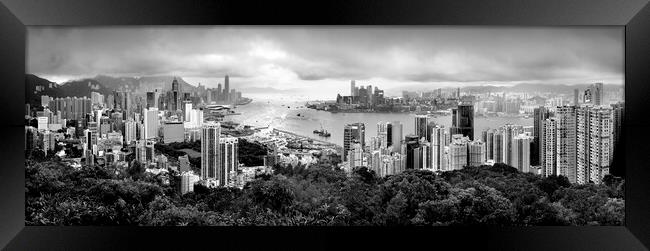 Hong Kong Skyline from north point black and white Framed Print by Sonny Ryse