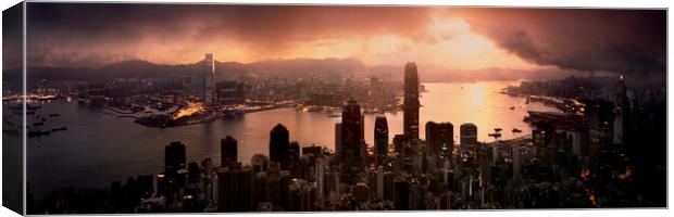 Hong Kong the peak cityscape skyline at sunrise Canvas Print by Sonny Ryse
